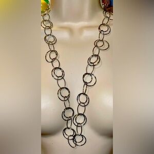 EUC No Brand Silver Tone Long Hoop Necklace 31.5"